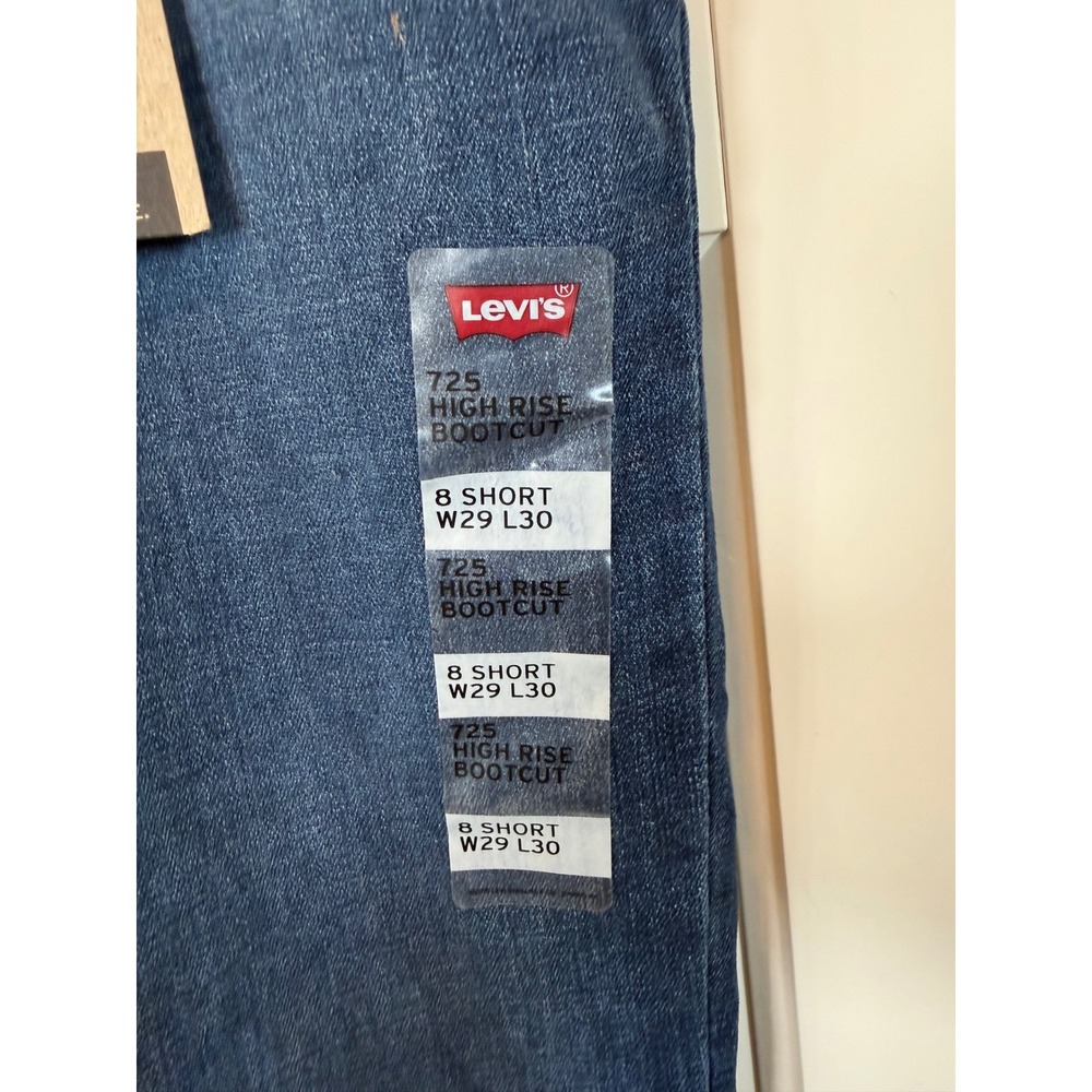 Levis 725 High Rise Bootcut Jeans Womens 8 Short W29 L30 Dark Wash Hypersoft NEW - Picture 4 of 9